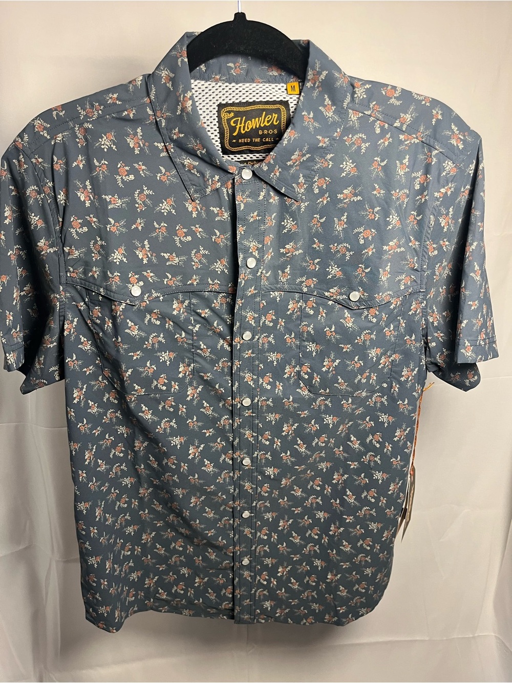 Howler Brothers Men’s Slate Blue Floral Button-Down Shirt BRAND NEW WITH TAGS